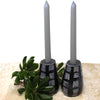 Set of 2 Hand-Carved Tall Round Soapstone Candle Holders