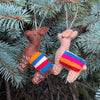 Tan and Brown Llama Duo Handmade Felt Ornaments, Set of 2