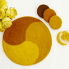 Handmade Felt Paisley Charger, Trivet & Coaster Gift Set in Honeybee Yellow