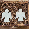 Angel Tokens with Psalm Inscriptions Packed in Raffia, Maker Card with Banana Fiber Box