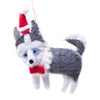 Husky Dog Santa Handmade Felt Ornaments, Set of 2