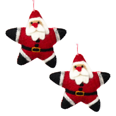 Set of STAR Santa Handmade Felt Ornaments