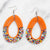 Maasai Bead Orange and Multicolor Teardrop Earrings