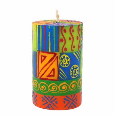 Unscented Hand-Painted Pillar Candle in Gift Box, 4-inch (Shahida Design)