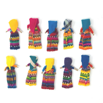 2-Inch Assorted Worry Dolls - Set of 10