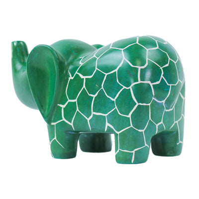 Extra Large Soapstone Elephant Sculpture - Green