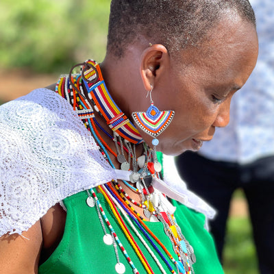 Maasai Bead Orange Teardrop Earrings