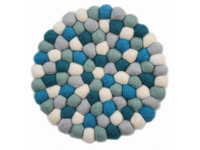 Felt Ball Trivets: Round, Ice Blue