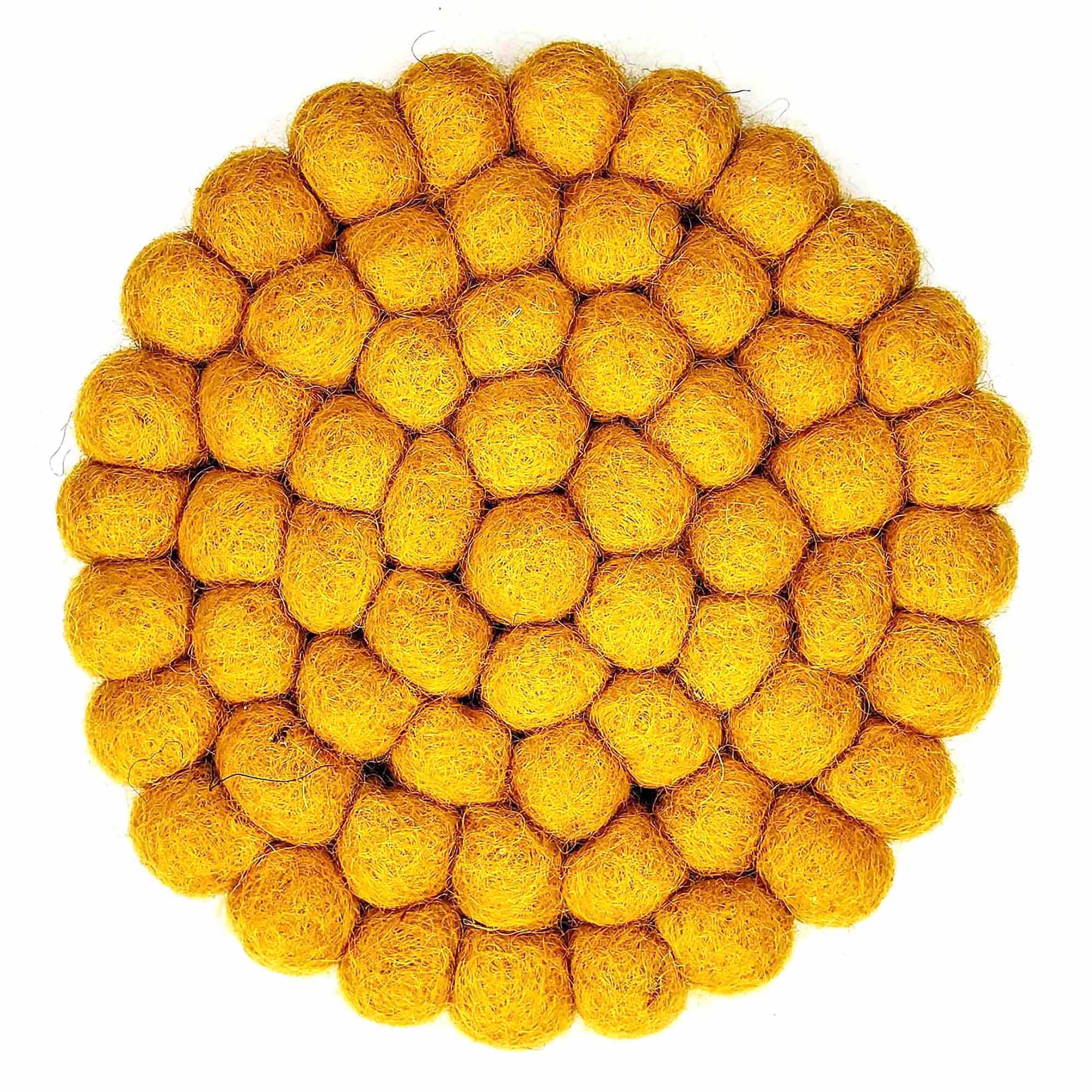 Felt Ball Trivet: Round, Pure Mustard