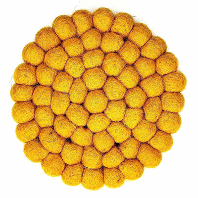 Felt Ball Trivet: Round, Pure Mustard