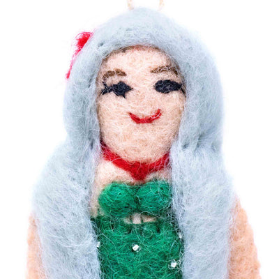 Holiday Mermaid Handmade Felt Ornaments, Set of 2