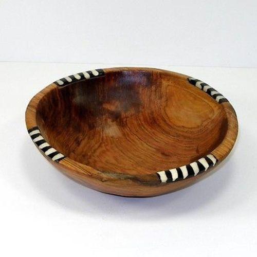 7-Inch Olive Wood Bowl with Inlaid Bone