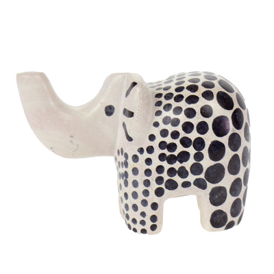 Soapstone Mudcloth Design Safari Elephant and Hippo Bowl Set