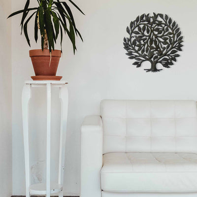 Heart Tree of Life Haitian Steel Drum Wall Art, 24"