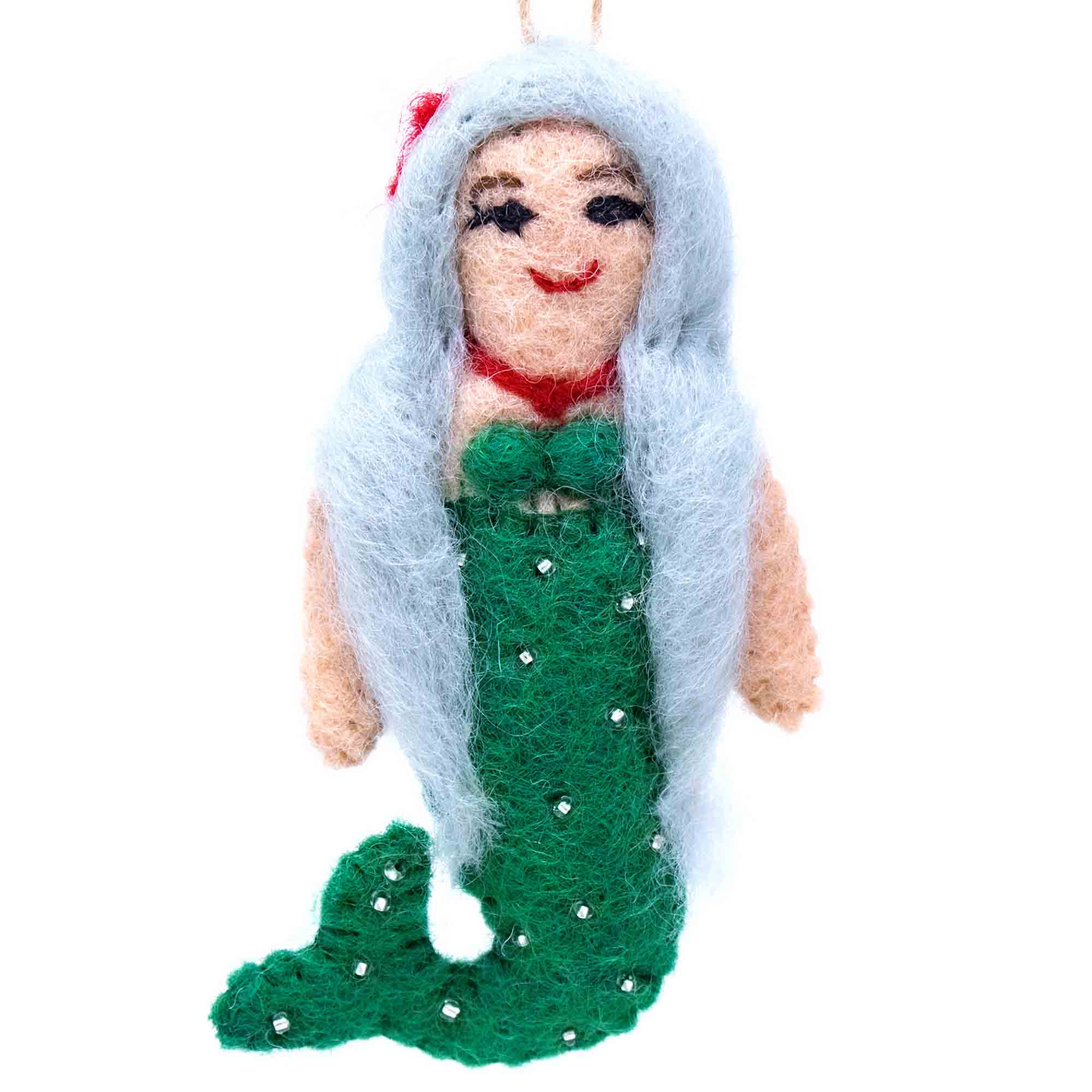 Holiday Mermaid Handmade Felt Ornament