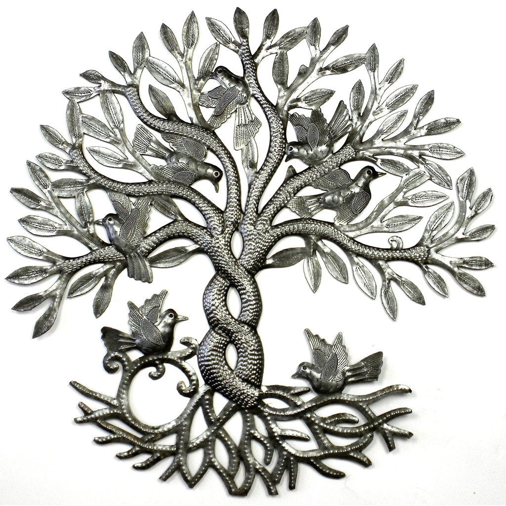 Entwined Tree of Life Haitian Steel Drum Wall Art, 23"