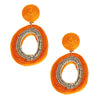 Handmade Oval Orange Statement Earrings