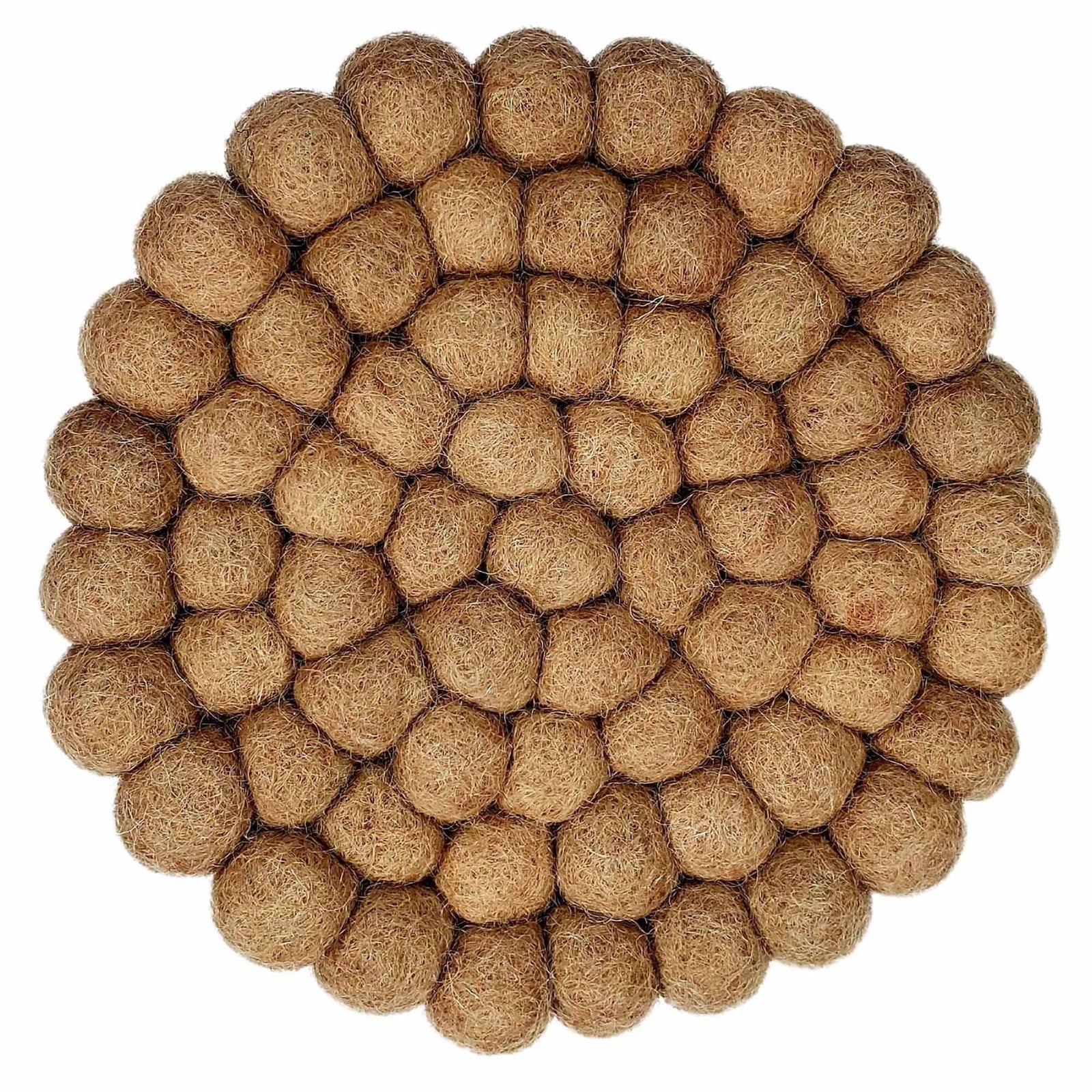 Felt Ball Trivet: Round, Driftwood Brown