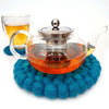 Felt Ball Trivet: Round, Teal