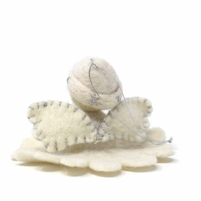 White Angel Handmade Felt Ornaments, Set of 2