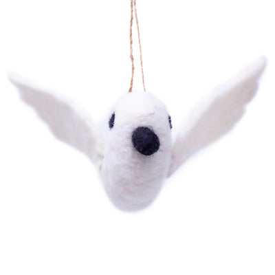 White Dove and Mistletoe Handmade Felt Ornaments, Set of 2