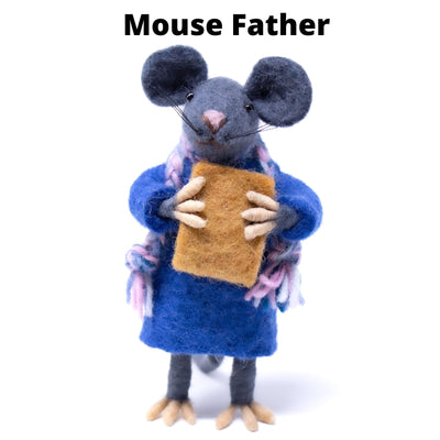 Handmade Felt Mouse Family Collectibles, Set of 5