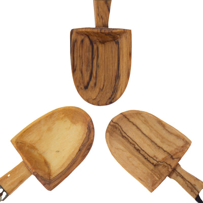 Petite Shovel Olive Wood Scoop, Set of 3