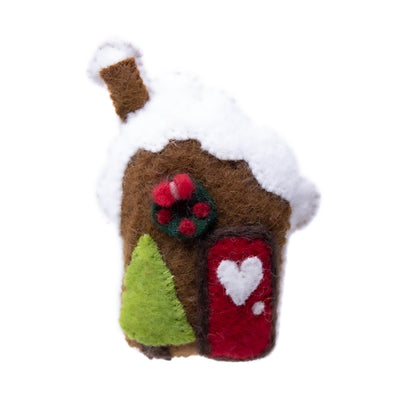 Classic Tophat Snow Friend and Cabin Handmade Felt Ornaments, Set of 2