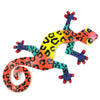 Eight inch Painted Gecko Recycled Haitian Metal Wall Art Multi-Colored Red Tiger