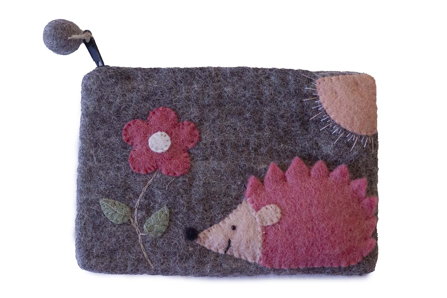 Hedgehog Sunshiny Day Felt Zipper Pouch