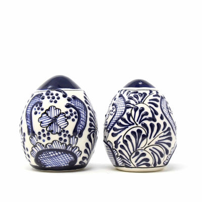 Encantada Handmade Pottery Spice Shakers, Blue Flower