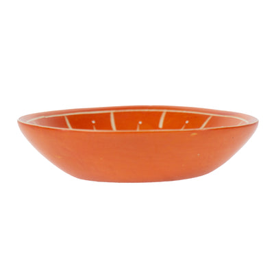 Soapstone Orange Sunburst Design Carved Dishes, Set of 4