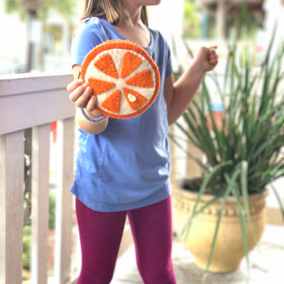 Orange Felt Coin Purse