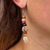 Shell and Maasai Bead Earrings, Earth Tones