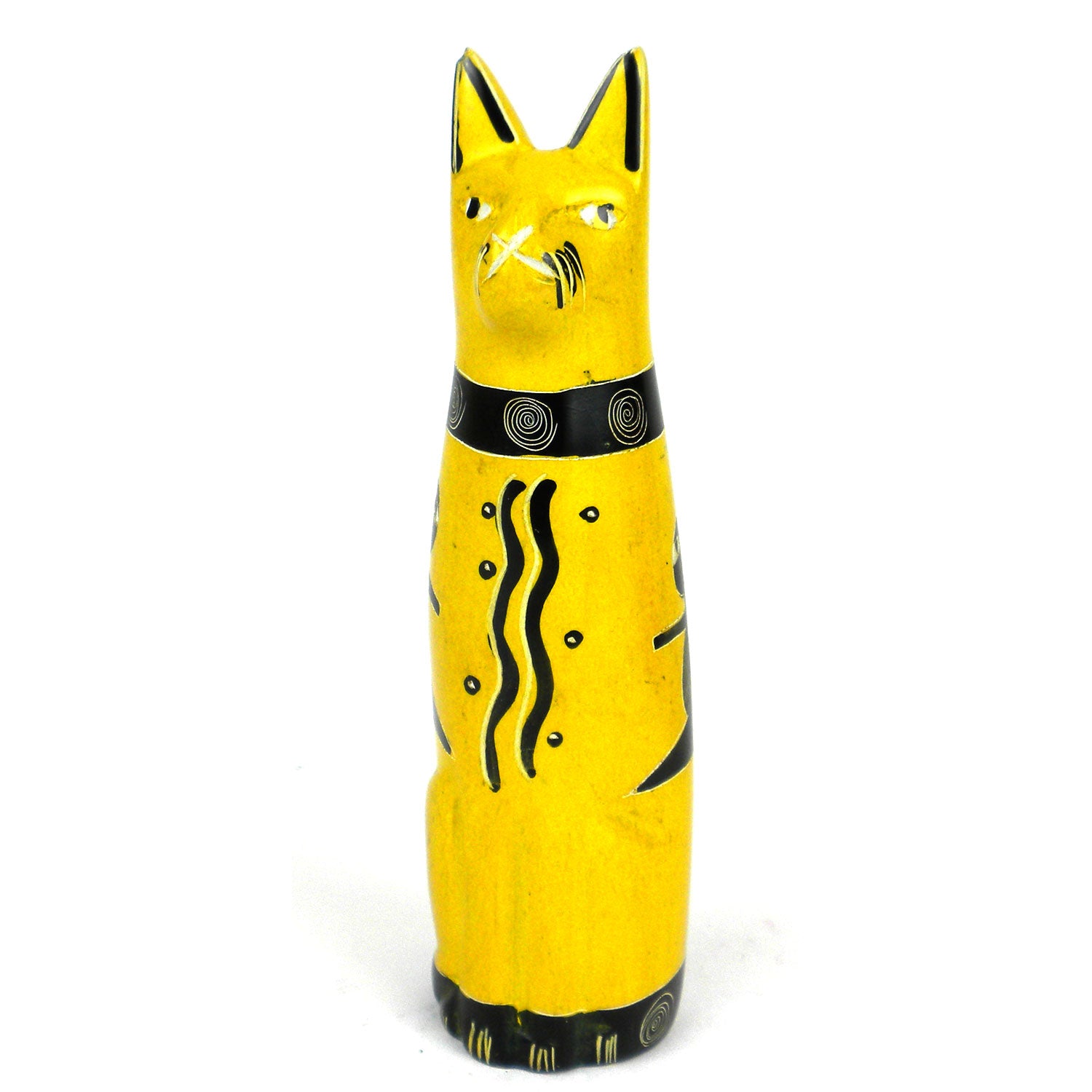 5-inch Soapstone Sitting Cat Sculpture in Yellow