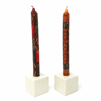 Unscented Hand-Painted Dinner Candles, Set of 2 (Bongazi Design)