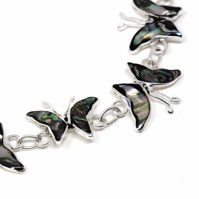 Alpaca Silver Abalone Butterflies Bracelet