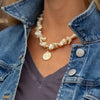 Handmade Shell Choker Necklace with Golden Pendant