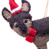 German Shepherd Santa Dog Handmade Felt Ornaments, Set of 2