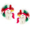 Christmas Unicorn Felt Ornament, Set of 2