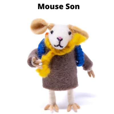 Handmade Felt Mouse Family Collectibles, Set of 5