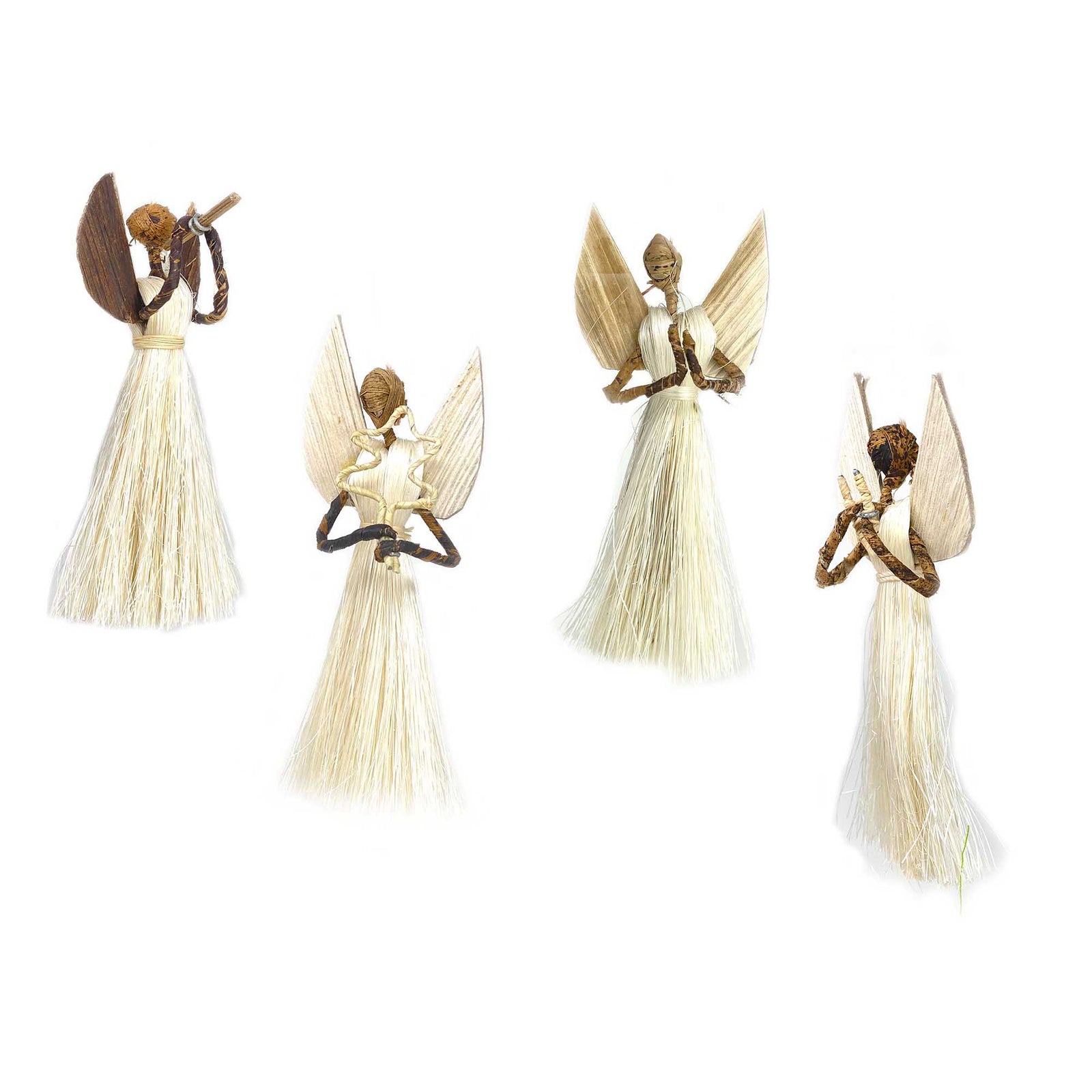 Sisal Angel Ornaments, 3.5-inches - Set of 4