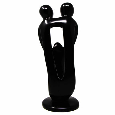 Soapstone Family 2 Parents 1 Child 10 inch- Painted Black