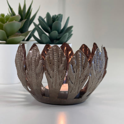 Mango Leaf Haitian Metal Drum Votive