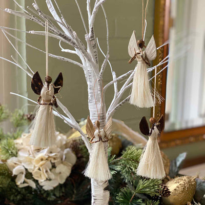 Sisal Angel Ornaments, 3.5-inches - Set of 4
