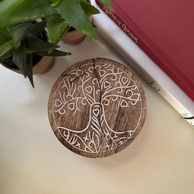 Handmade Tree of Life Mango Wood Puzzle Box