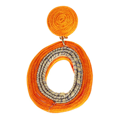 Handmade Oval Orange Statement Earrings