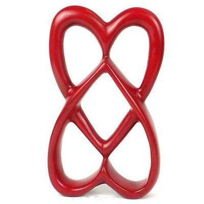 8-inch Soapstone Connected Hearts Sculpture in White