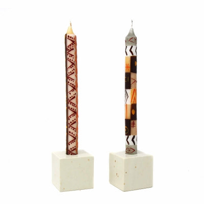 Unscented Hand-Painted Dinner Candles, Set of 2 (Akono Design)