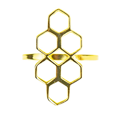 Handmade Honeycomb Golden Brass Ring